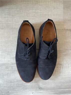 Massimo Dutti Navy Suede Lace-Up Derbies